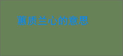 蕙质兰心的意思