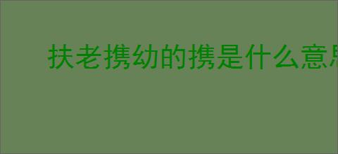 扶老携幼的携是什么意思